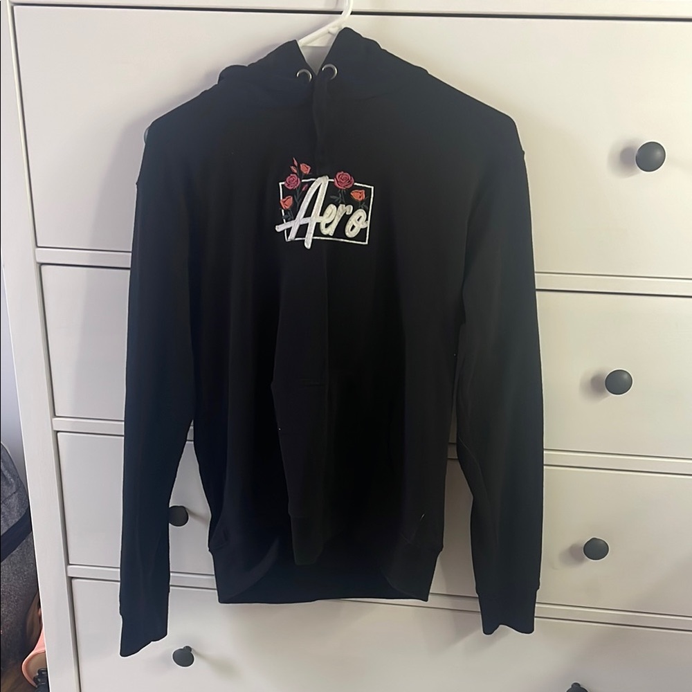 Aero Black Hoodie with Floral Design